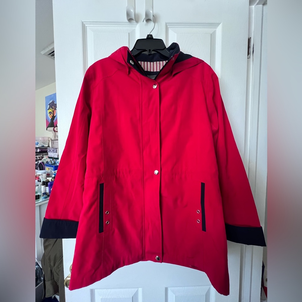 Liz Claiborne Red Hooded Trench Coat